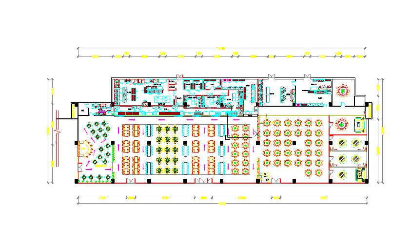 4000人员工大食堂设计cad方案图